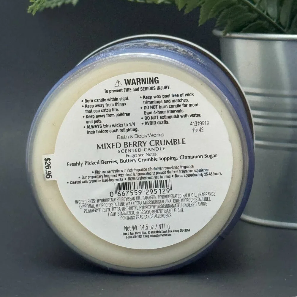 BBW Mixed Berry Crumble Bath & Body Works 3 Wick Candle - Picture 9 of 10
